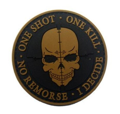 Sniper Patch ONE SHOT ONE KILL NO REMORSE I DECIDE Tactical military badges Death Skull